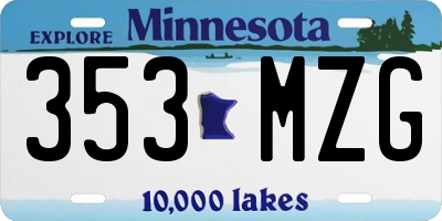 MN license plate 353MZG