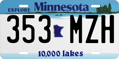 MN license plate 353MZH