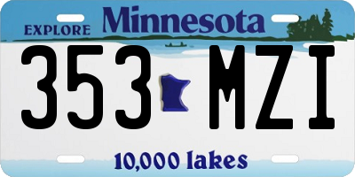 MN license plate 353MZI