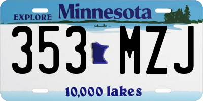 MN license plate 353MZJ