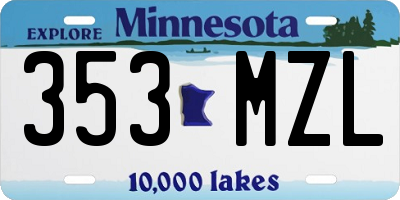 MN license plate 353MZL