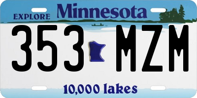 MN license plate 353MZM