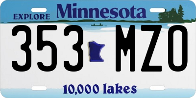 MN license plate 353MZO
