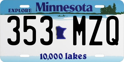 MN license plate 353MZQ