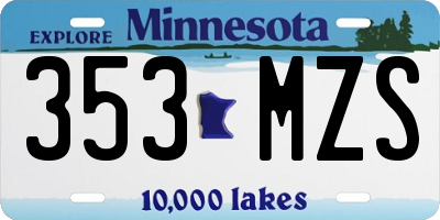 MN license plate 353MZS