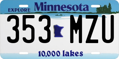 MN license plate 353MZU