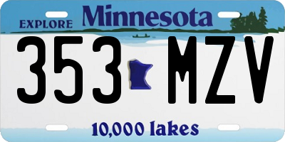 MN license plate 353MZV