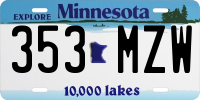 MN license plate 353MZW