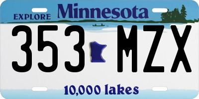 MN license plate 353MZX