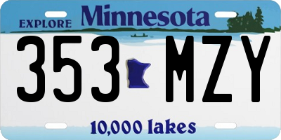 MN license plate 353MZY