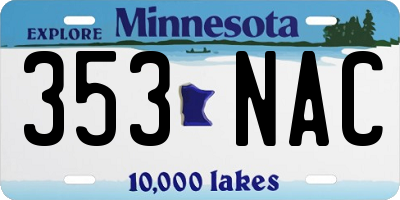 MN license plate 353NAC