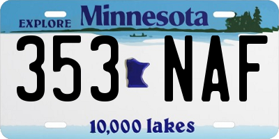 MN license plate 353NAF