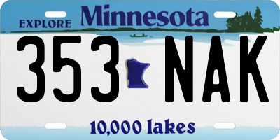 MN license plate 353NAK