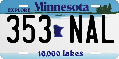 MN license plate 353NAL