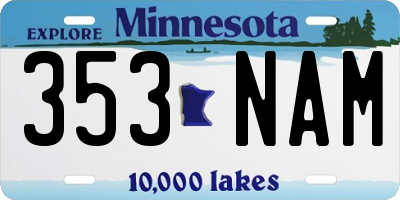 MN license plate 353NAM