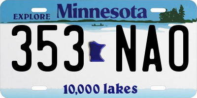 MN license plate 353NAO
