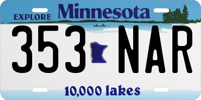 MN license plate 353NAR