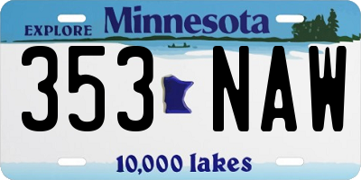 MN license plate 353NAW