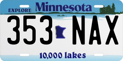 MN license plate 353NAX