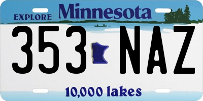 MN license plate 353NAZ