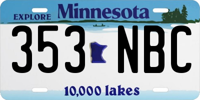 MN license plate 353NBC