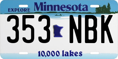 MN license plate 353NBK