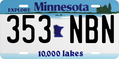MN license plate 353NBN