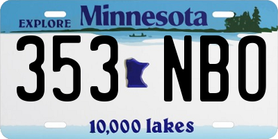 MN license plate 353NBO