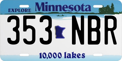 MN license plate 353NBR