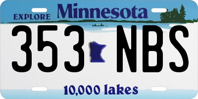 MN license plate 353NBS