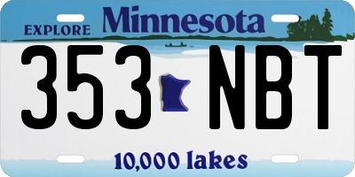 MN license plate 353NBT