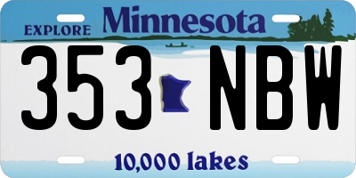 MN license plate 353NBW