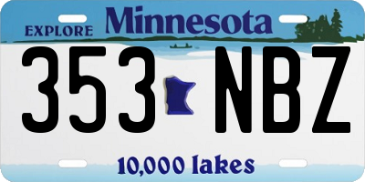 MN license plate 353NBZ
