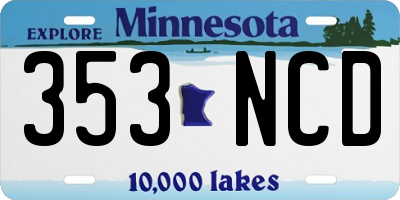 MN license plate 353NCD
