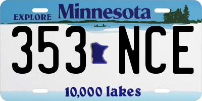 MN license plate 353NCE