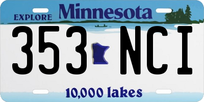 MN license plate 353NCI