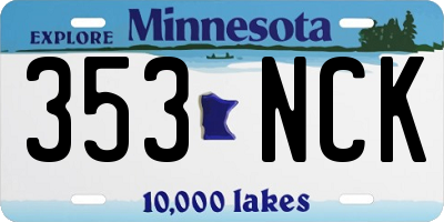 MN license plate 353NCK