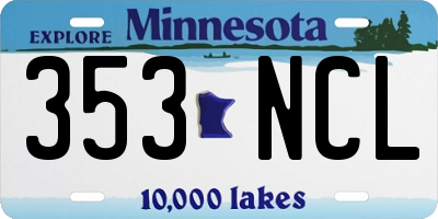 MN license plate 353NCL