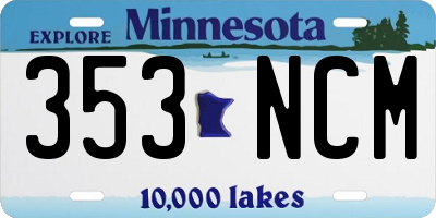 MN license plate 353NCM