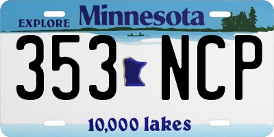 MN license plate 353NCP