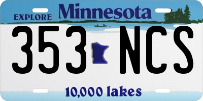 MN license plate 353NCS