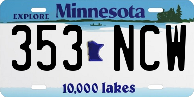 MN license plate 353NCW