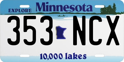 MN license plate 353NCX