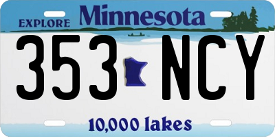 MN license plate 353NCY