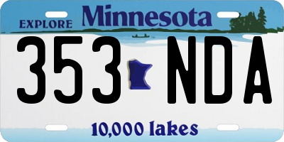 MN license plate 353NDA