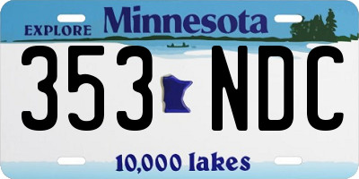 MN license plate 353NDC