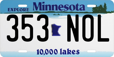 MN license plate 353NOL