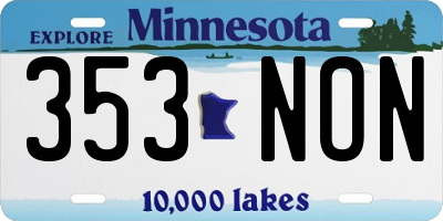 MN license plate 353NON
