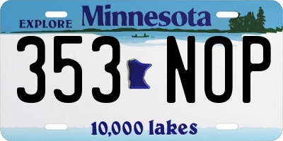 MN license plate 353NOP