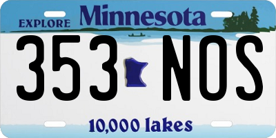 MN license plate 353NOS